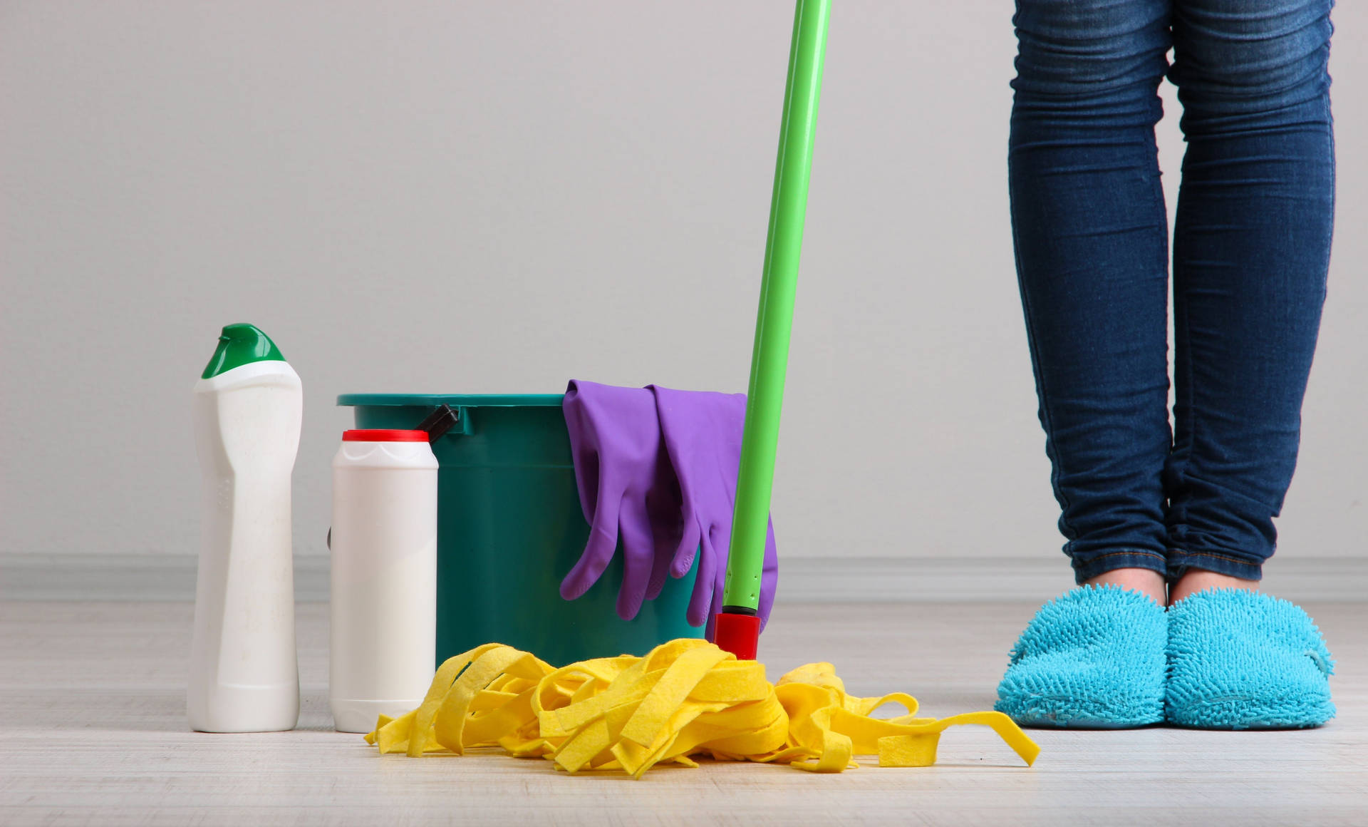 A Complete Set Of House Cleaning Supplies