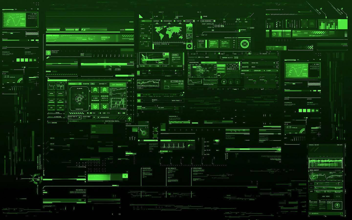 A Computer Screen Displaying Green Data Streams Background