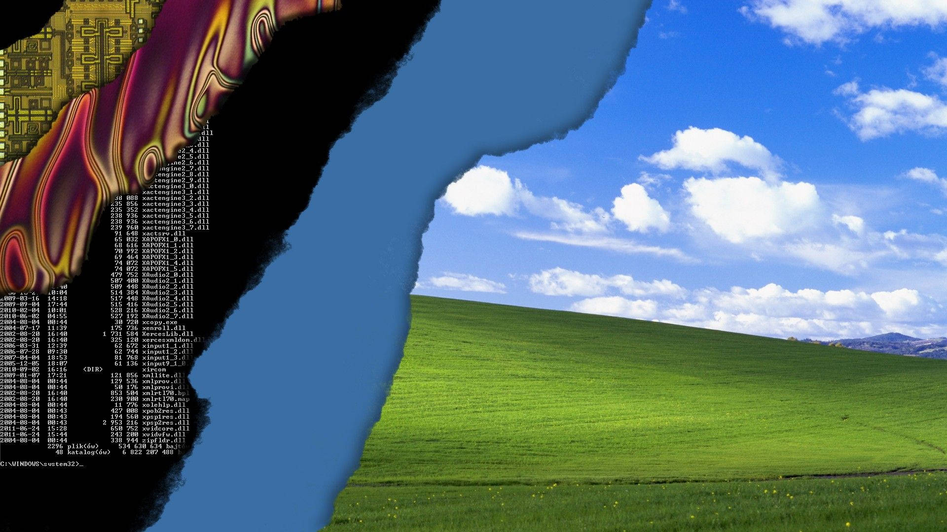 A Computer Screen With A Picture Of A Mountain And A Green Field Background