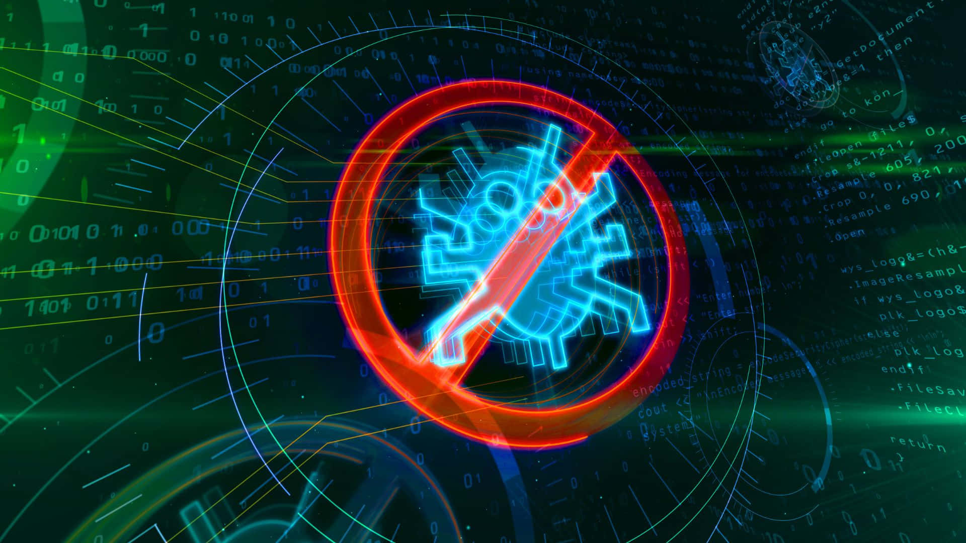 A Computer Virus Symbol On A Background Of A Computer Screen Background