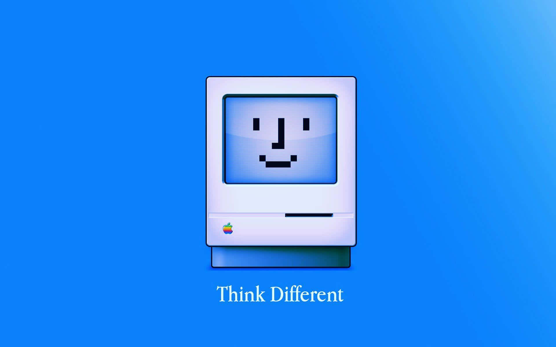 A Computer With The Words Think Different On It Background