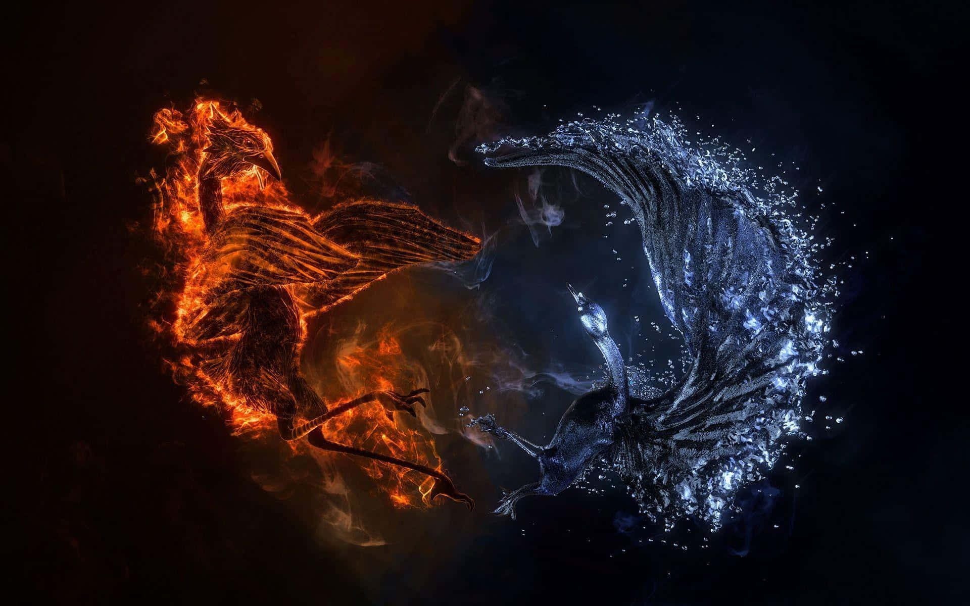 A Contrasting Combination: Fire And Water Background