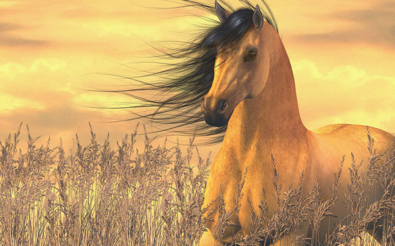 A Cool Painting Of A Beautiful Horse Background