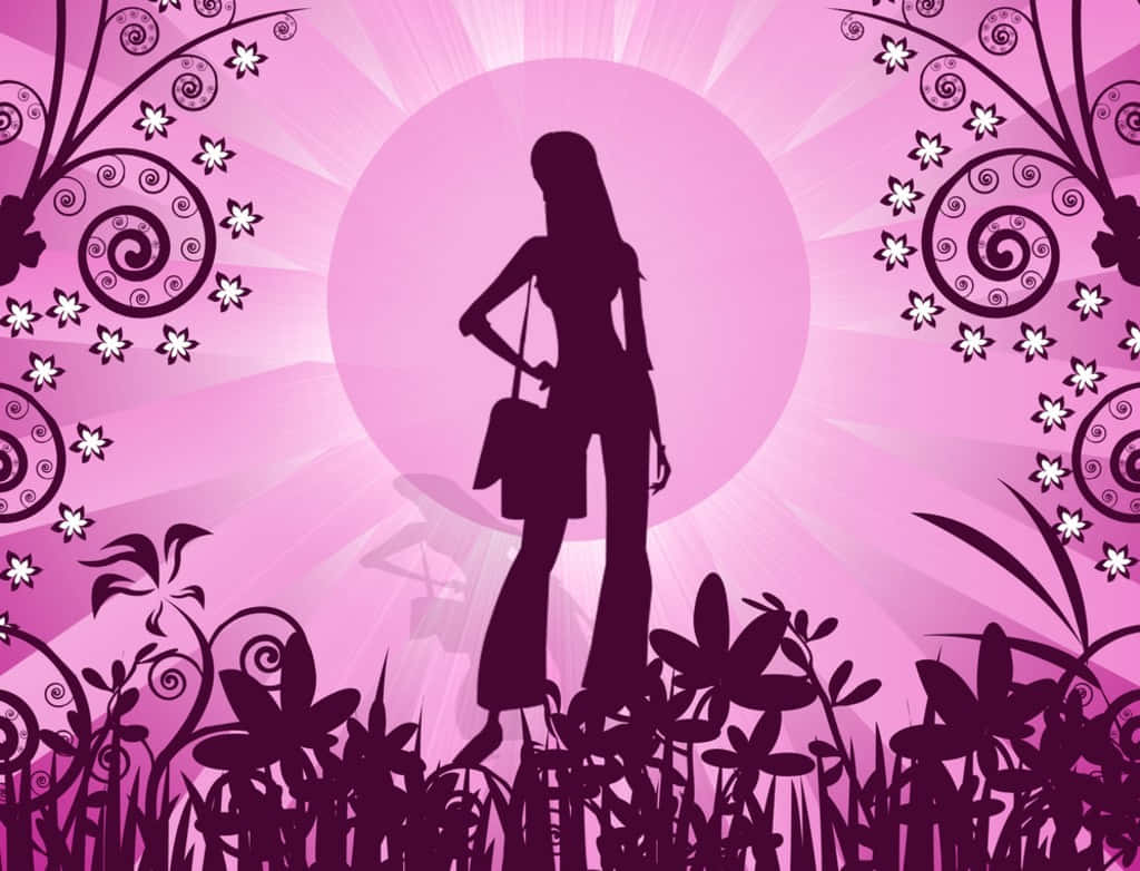 A Cool, Young Woman In A Sparkly, Pink Top Background