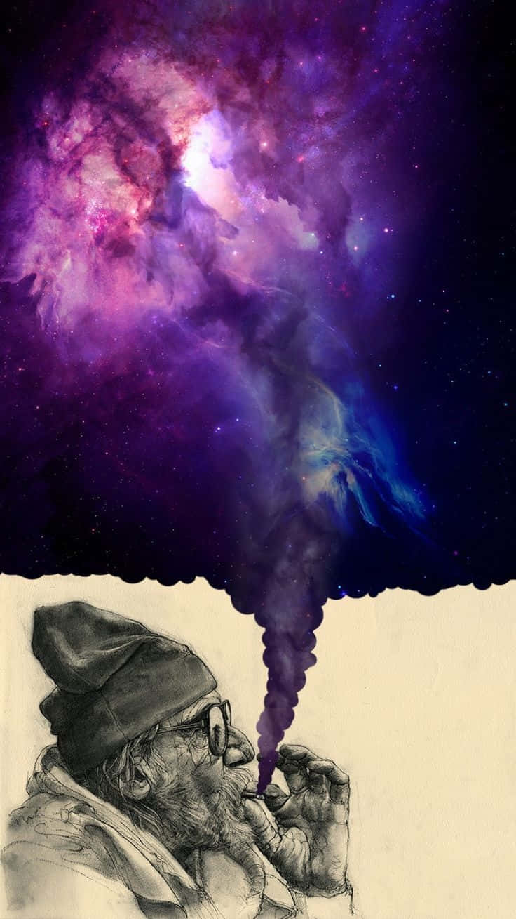 A Cosmic Journey On Your Iphone: Trippy Stoner Wallpaper Background