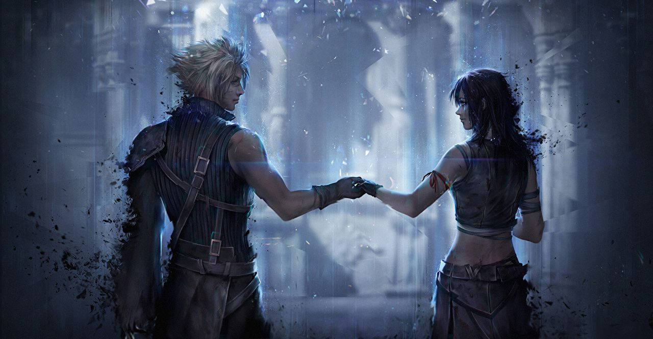 A Couple Holding Hands In A Dark Room Background