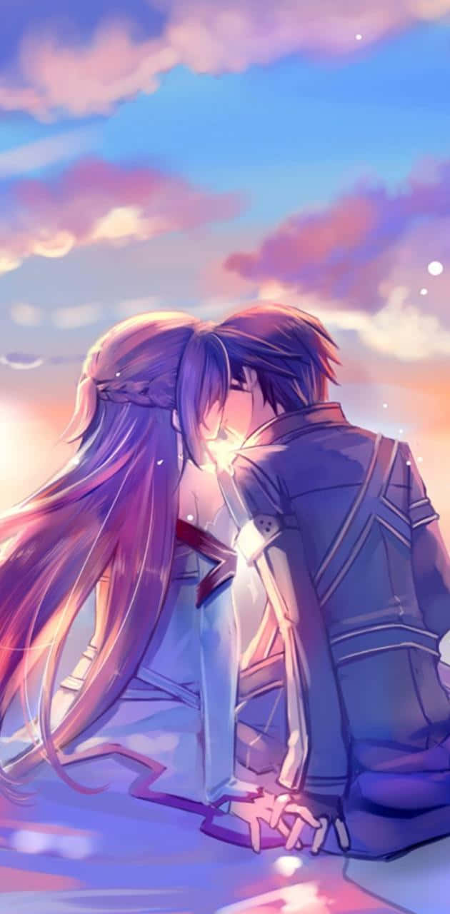 A Couple Kissing In The Sky Background