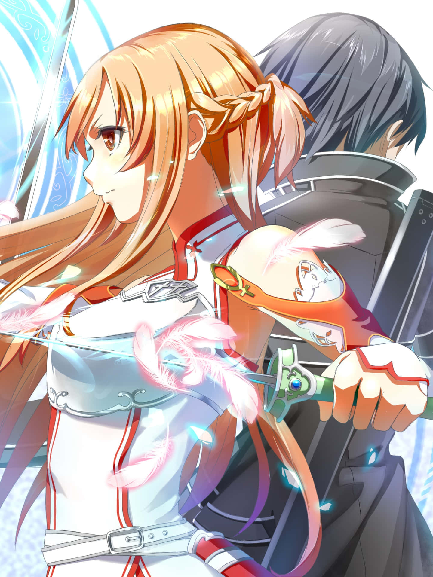 A Couple Of Anime Characters Holding Swords Background