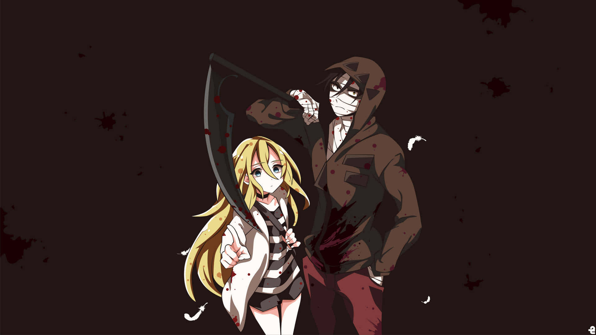 A Couple Of Anime Characters Standing Next To Each Other Background