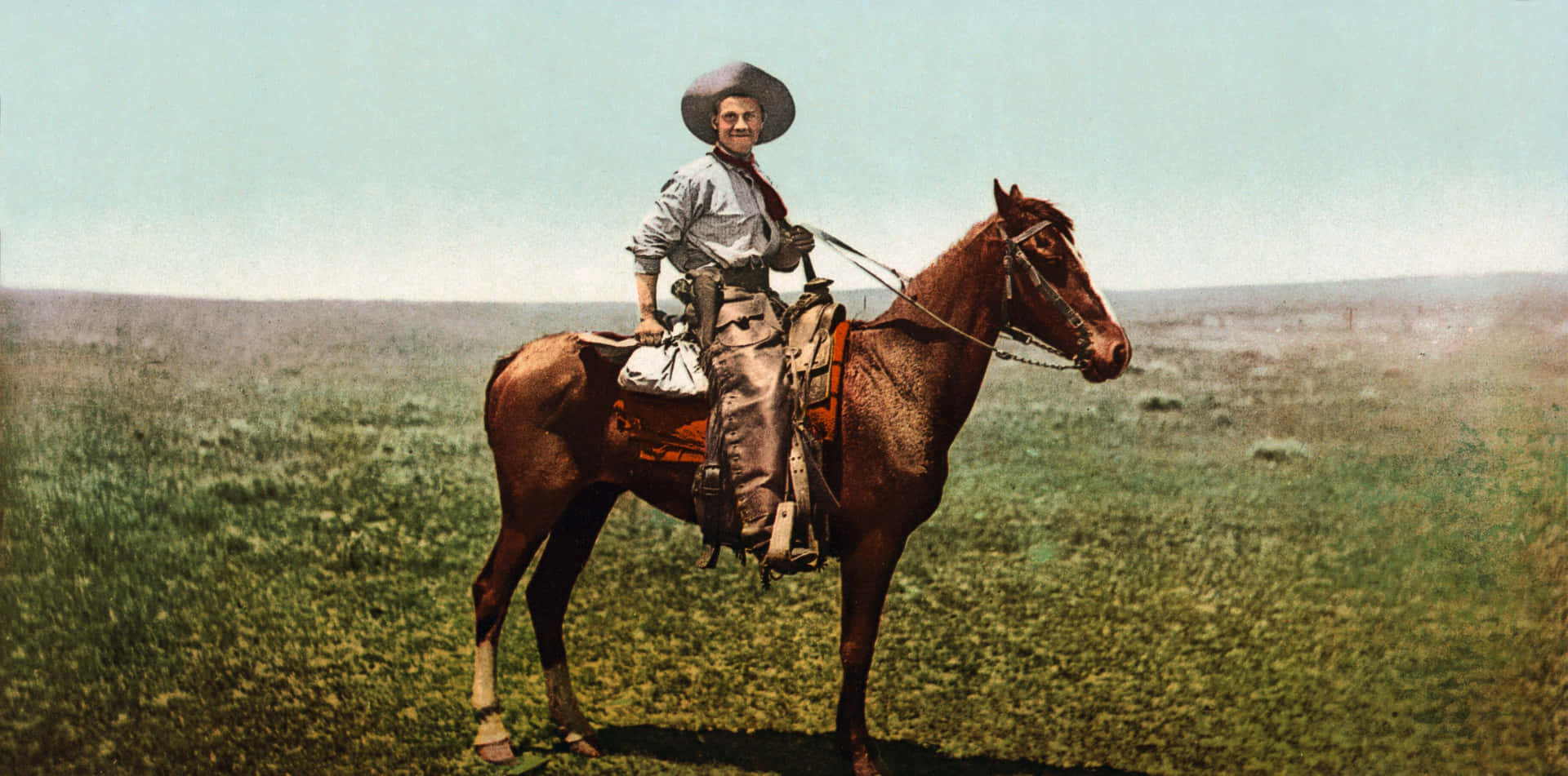 A Cowboy Ready To Embark On His Adventure In The Wild West. Background