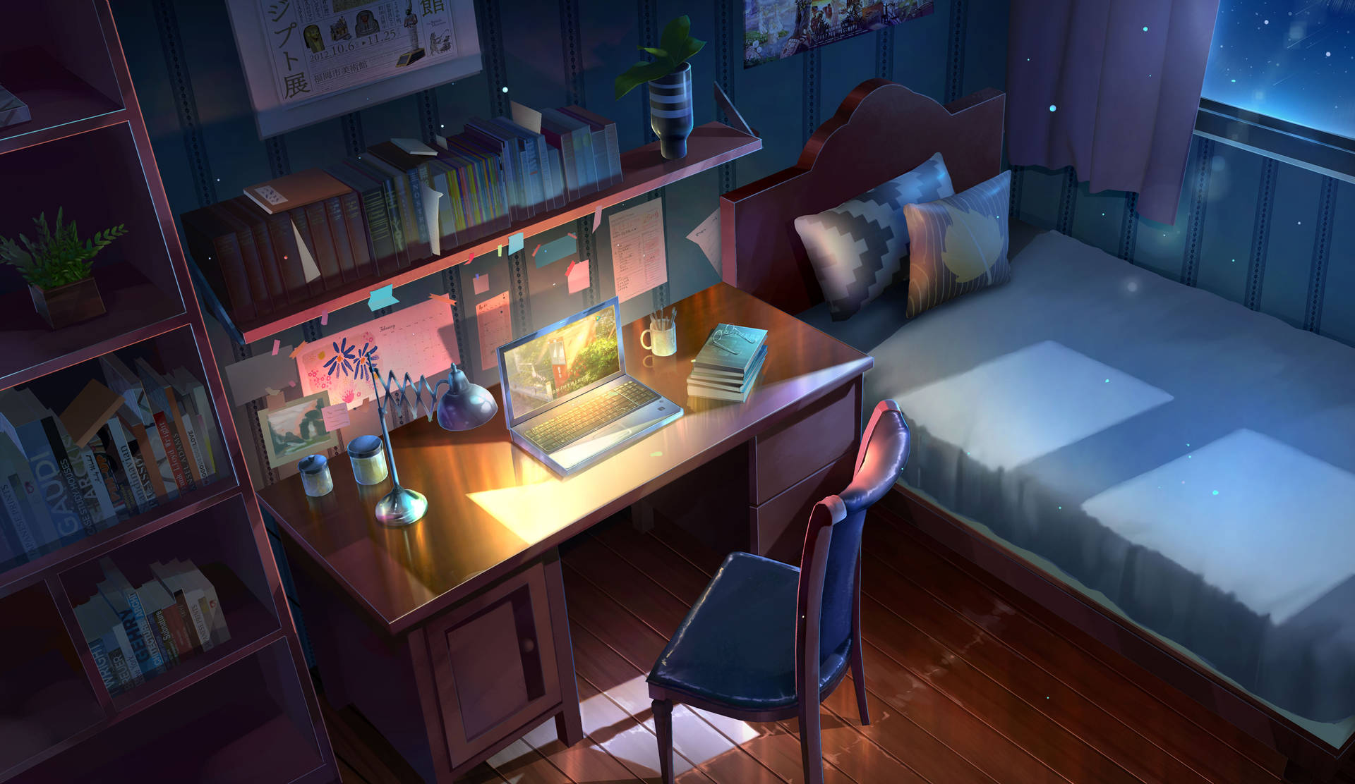 A Cozy Anime-themed Bedroom Background