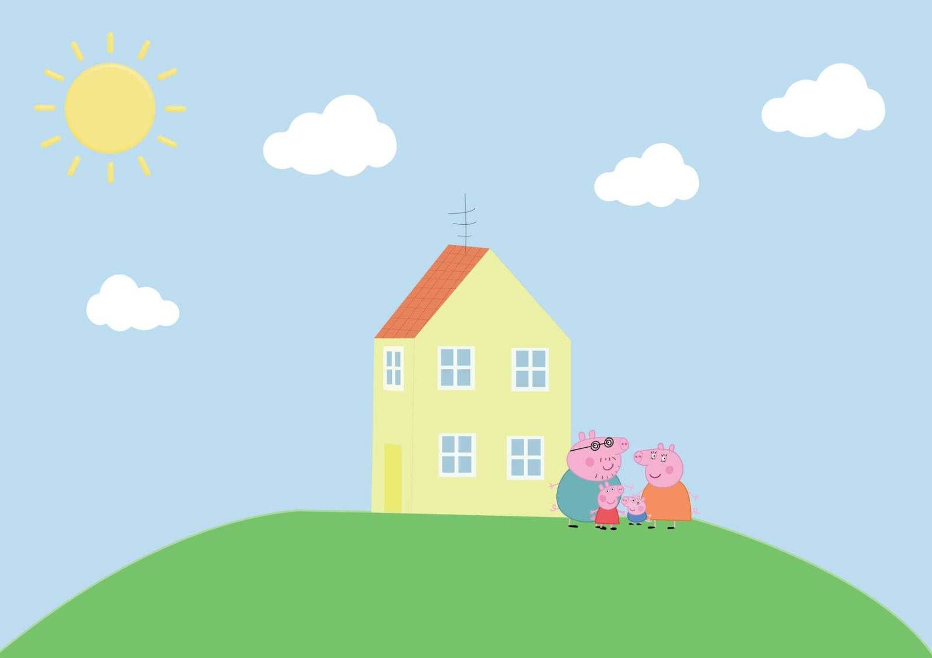 A Cozy Family Enjoys Fun Family Times At Peppa Pig House Background