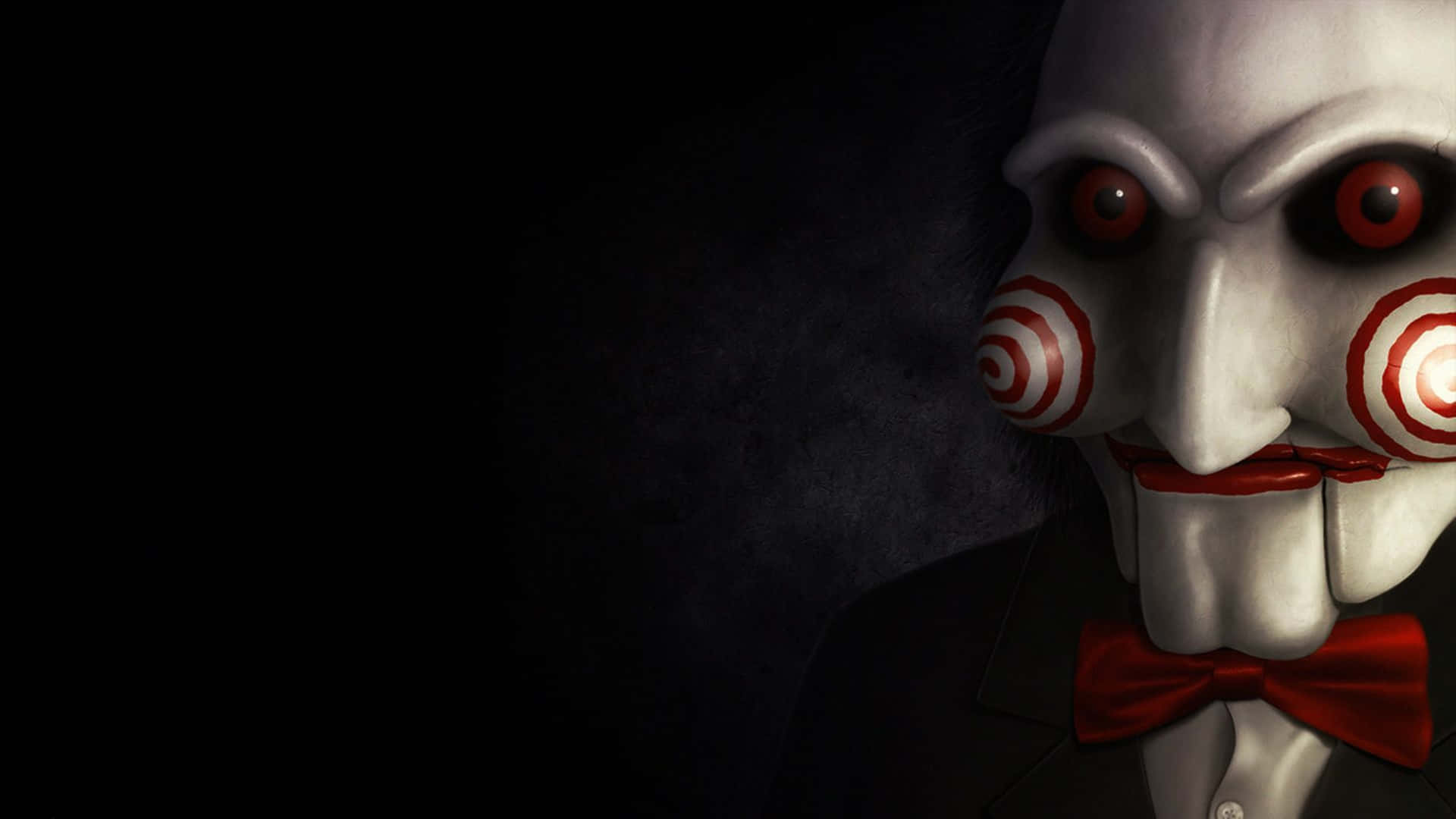 A Creepy Clown With A Bow Tie And A Dark Background