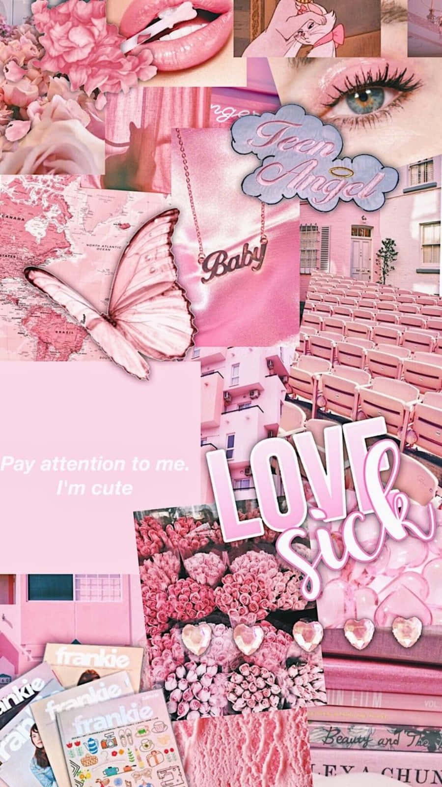 A Crisp Pink Aesthetic Collage Background