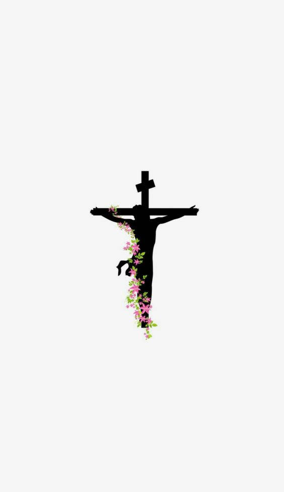 A Cross With Flowers On It Background