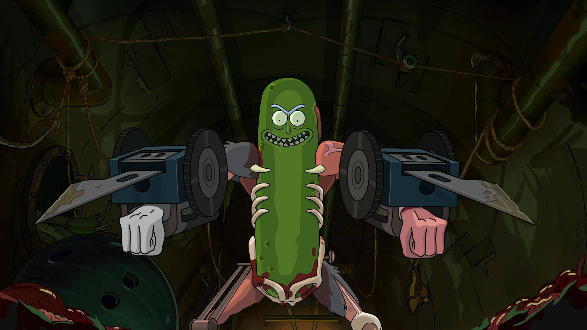 A Cucumber With A Robot On It Background