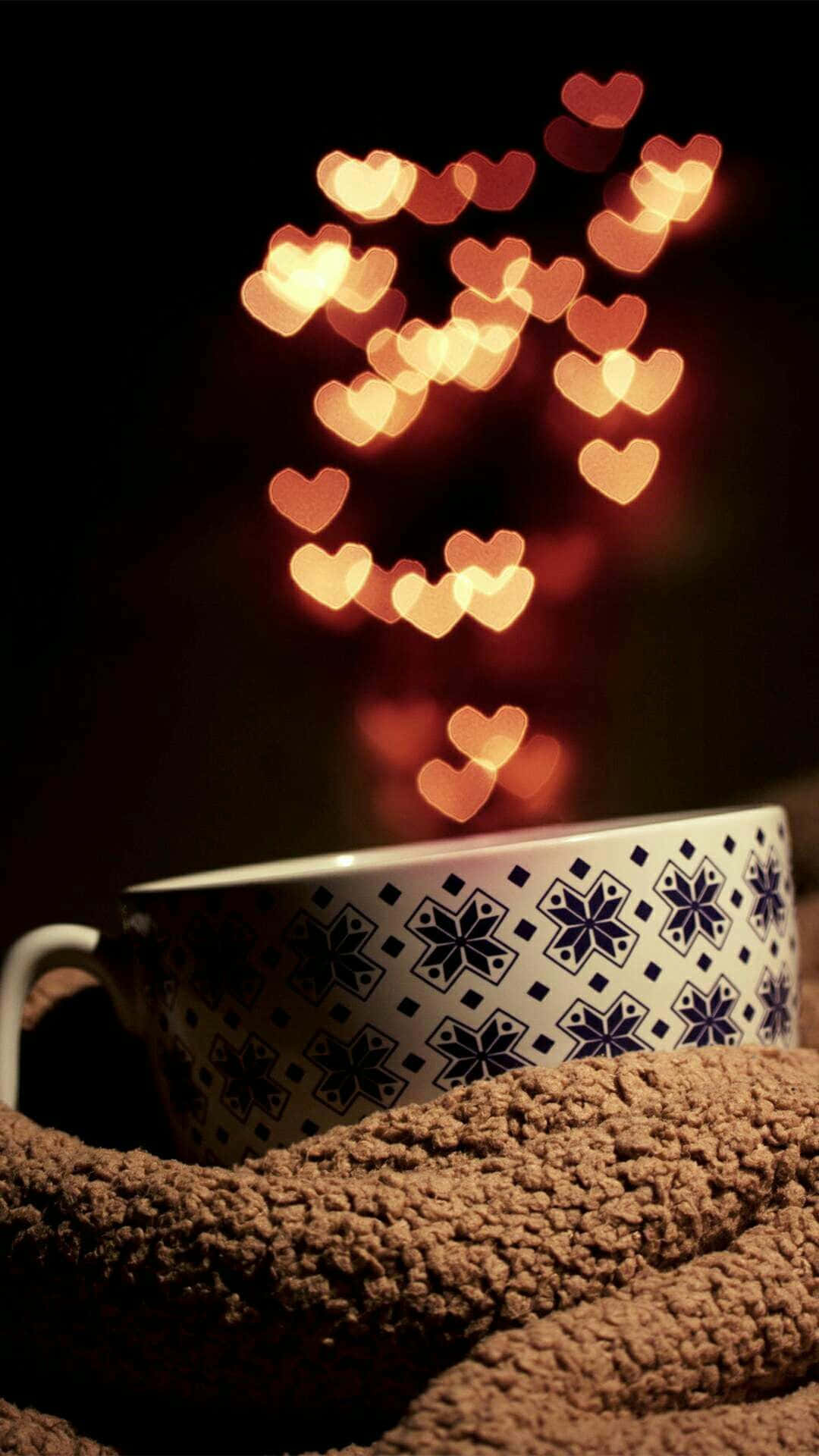 A Cup With Hearts On It Background