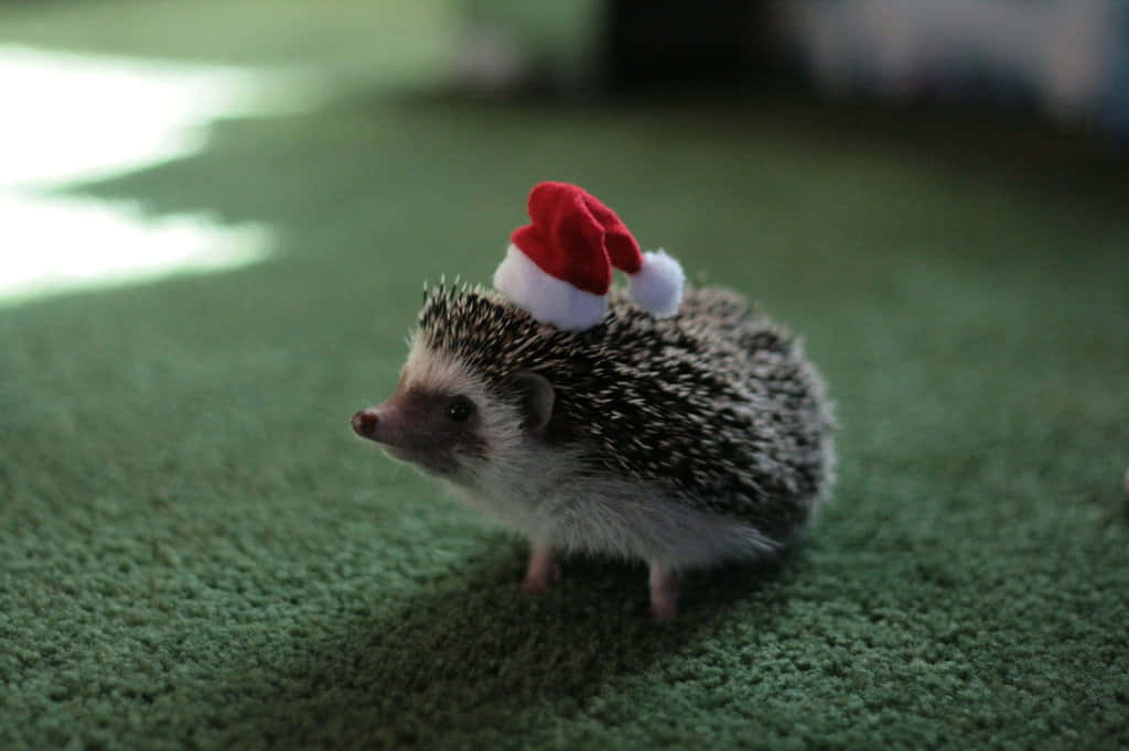 A Curious Hedgehog Looks Around At Its New Home. Background