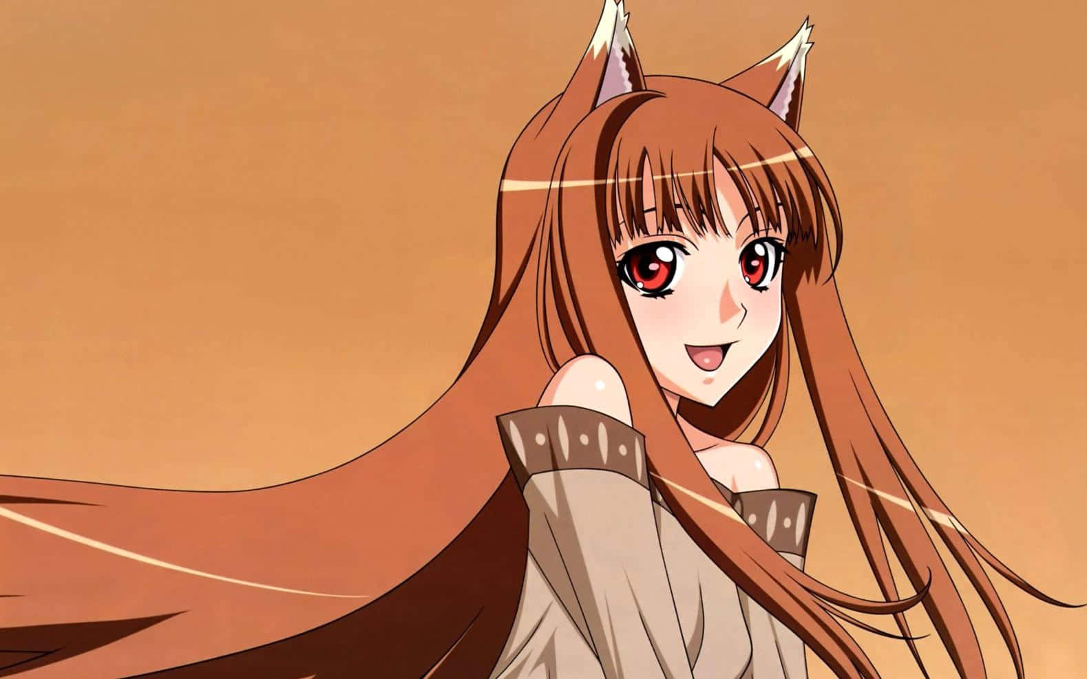 A Cute Anime Wolf Girl Enjoying The Day Background