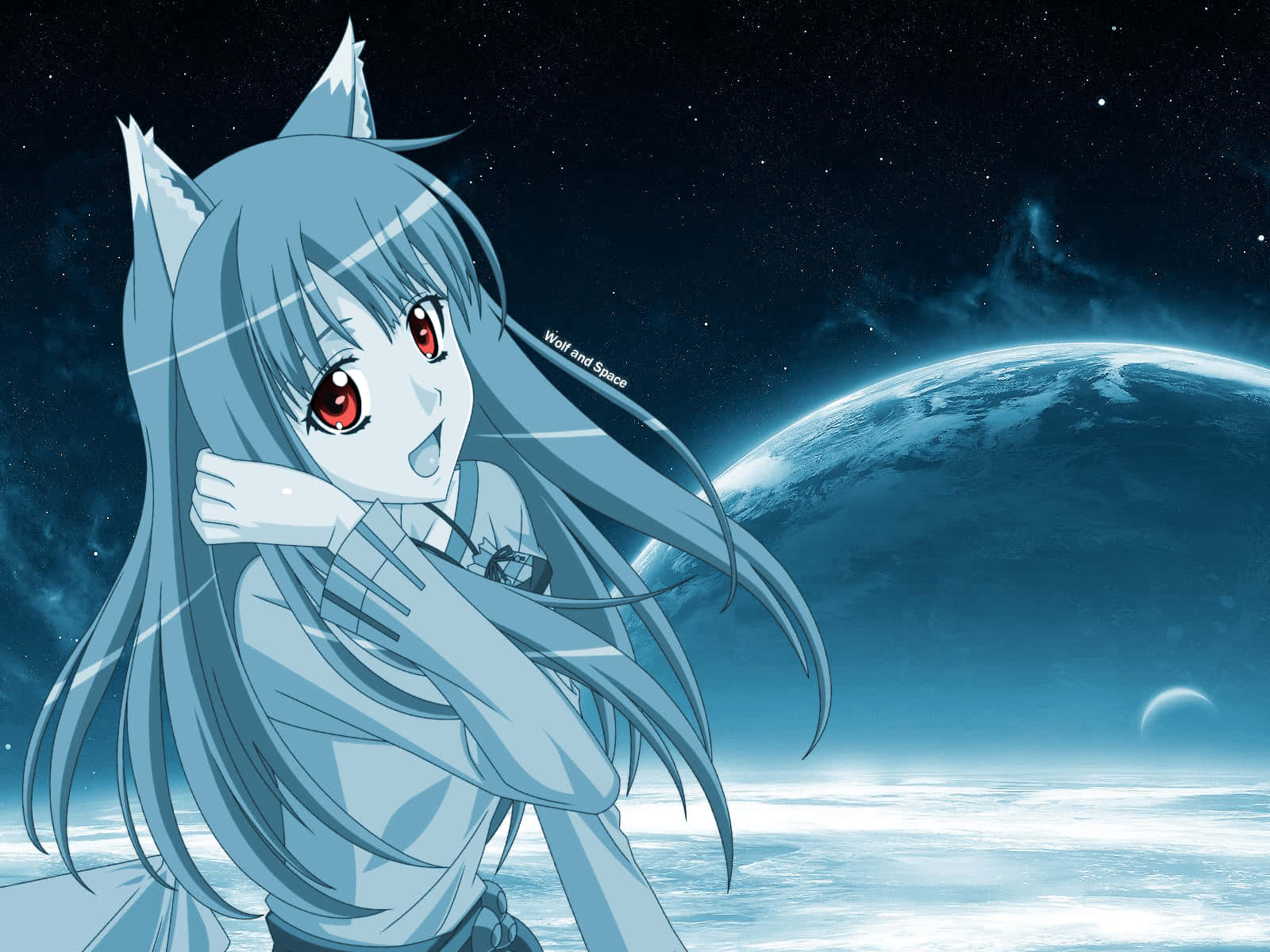A Cute Anime Wolf Girl Gazing Out Into The World Background