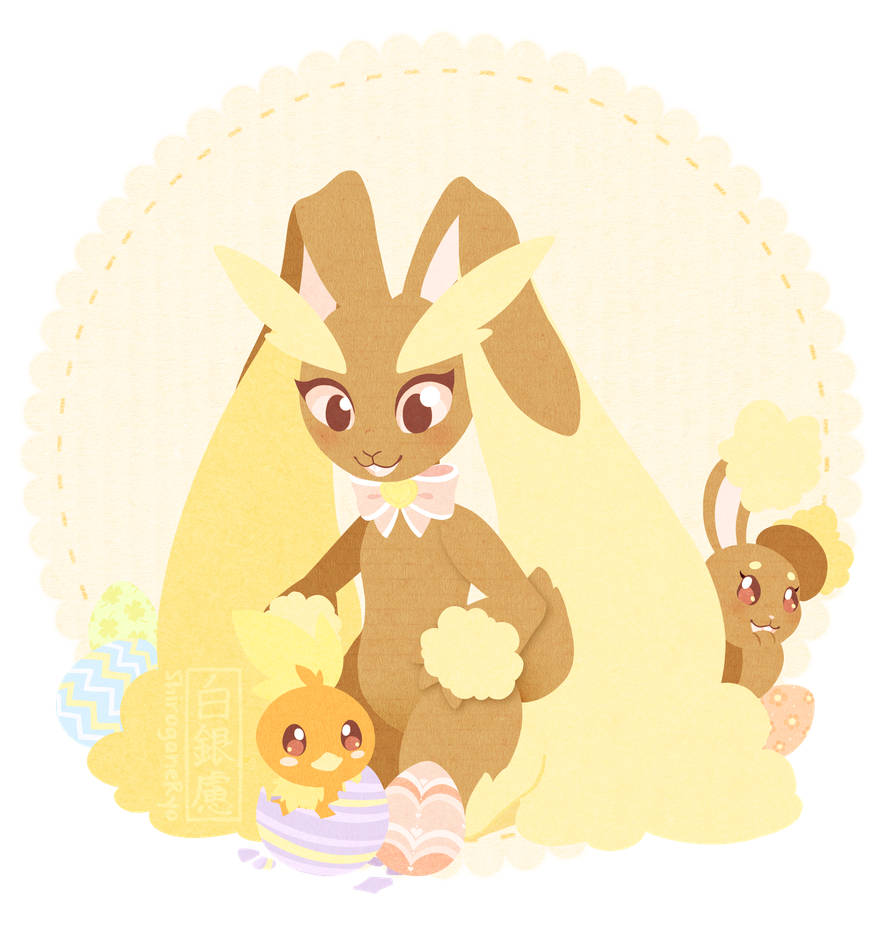 A Cute Bunny With A Baby And Eggs