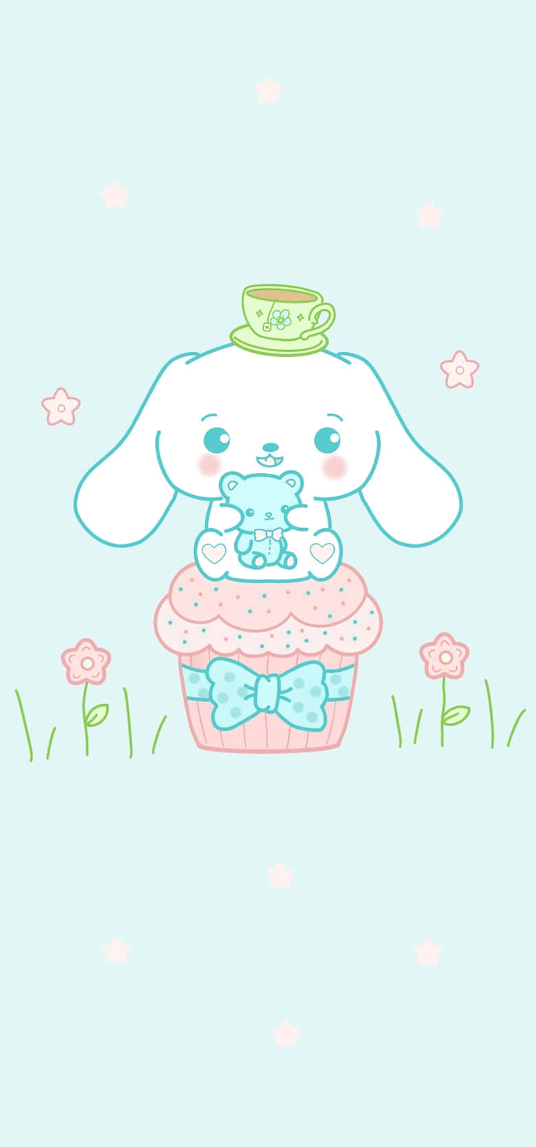 A Cute Bunny With A Cupcake On His Head Background