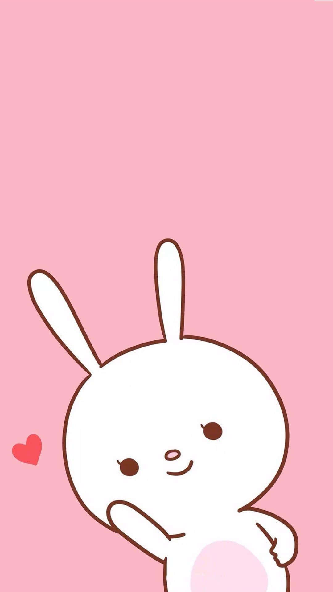 A Cute Bunny With A Heart On His Face Background