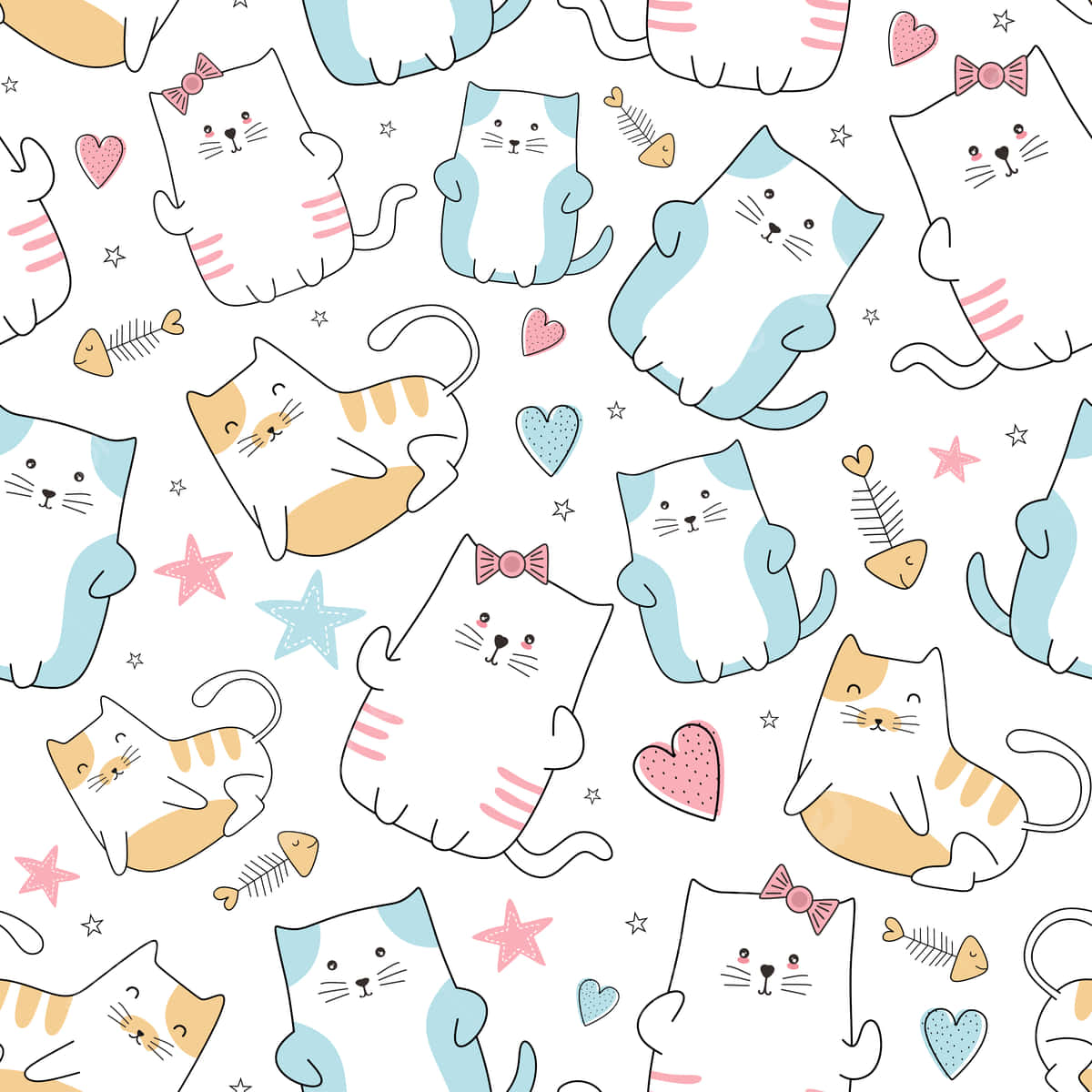 A Cute Cat Pattern Makes Any Wall Or Fabirc Look Fun And Sweet! Background