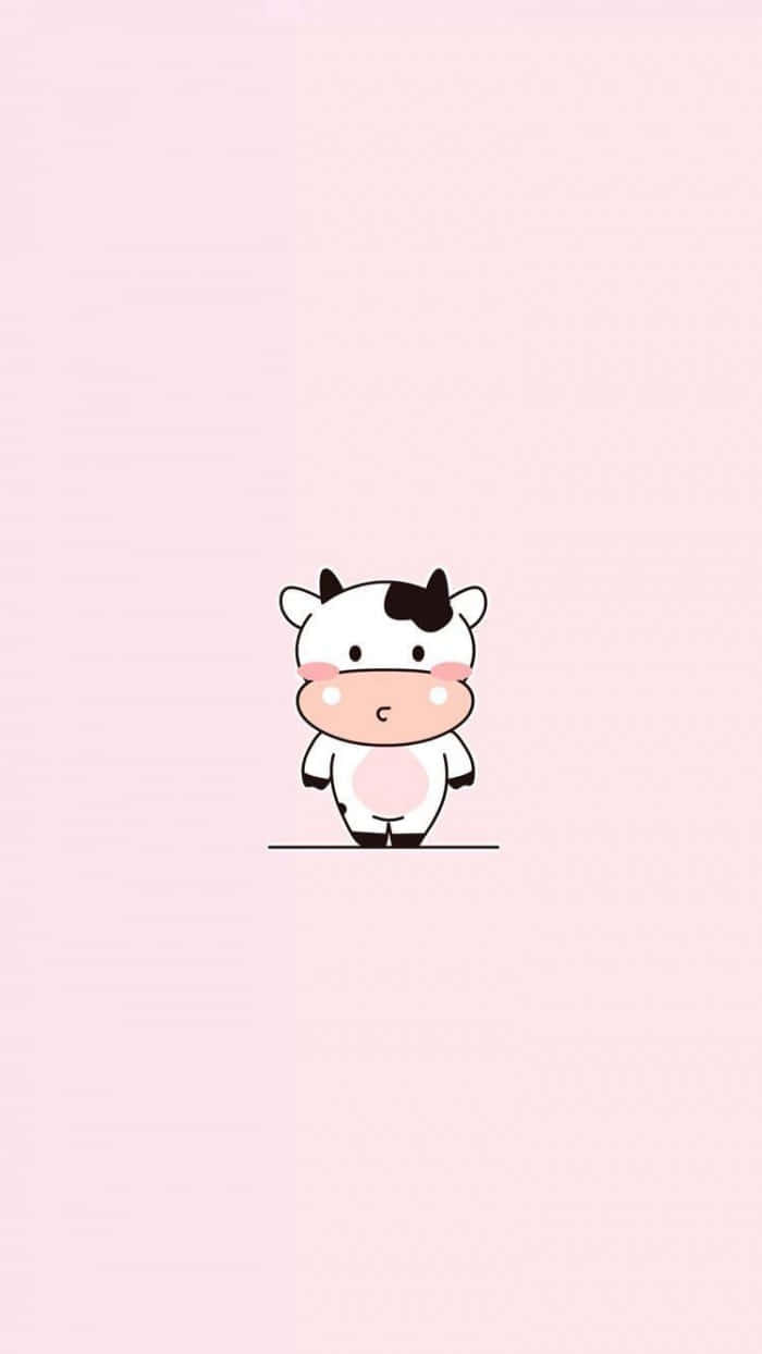 A Cute Cow On A Pink Background Background