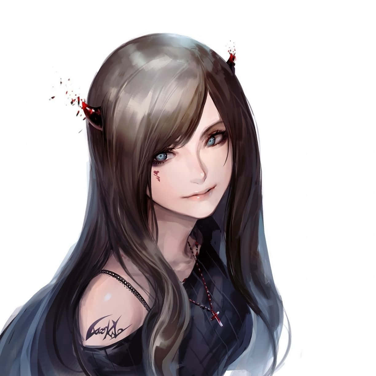 A Cute Devil Girl With Devil Horns And Wings Looking Mischievous And Ready For Halloween. Background