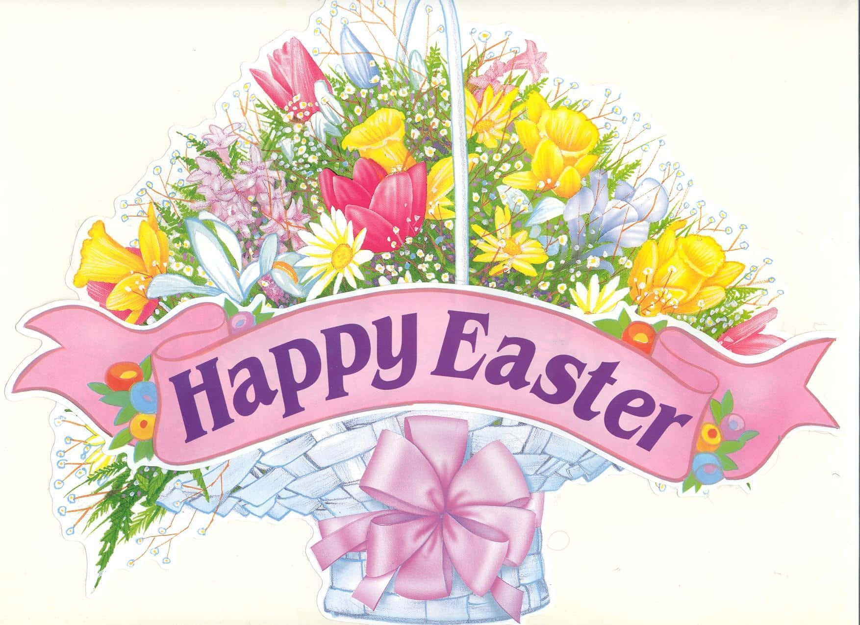 A Cute Easter Bunny Holding An Easter Egg Background