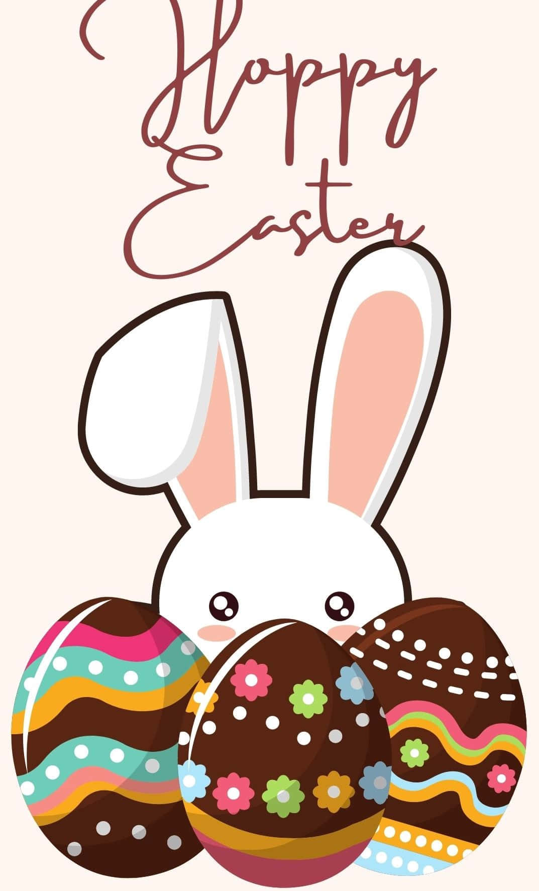 A Cute Easter-themed Iphone Wallpaper, Decorated With Cute Easter Eggs And Bunnies! Background
