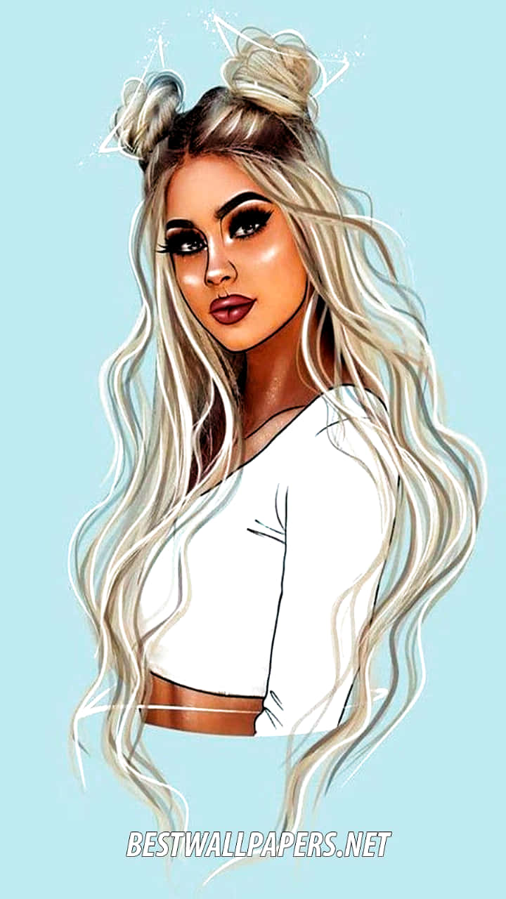 A Cute Girly Girl With Glittery Eyes