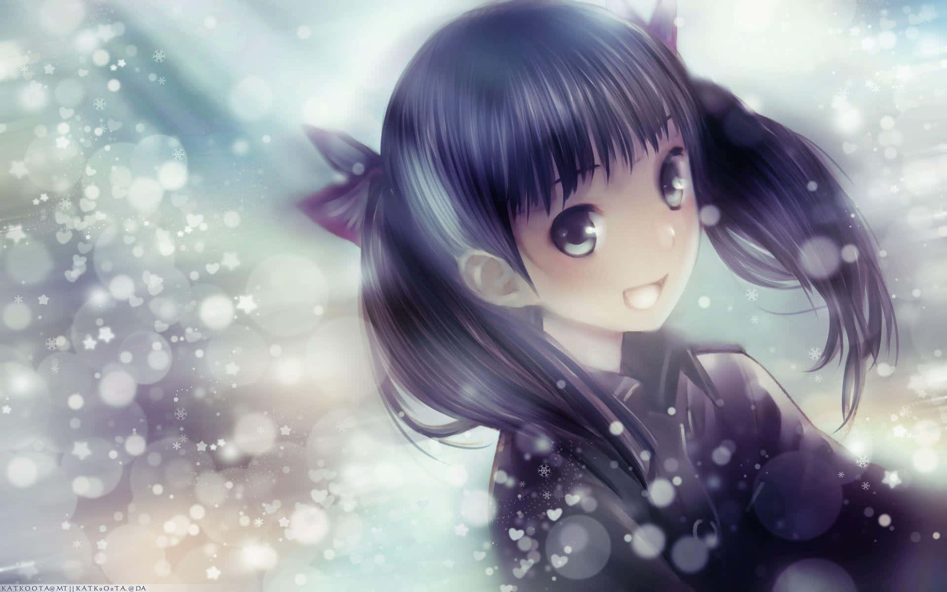 A Cute Kawaii Anime Girl Smiling Cheerful Background