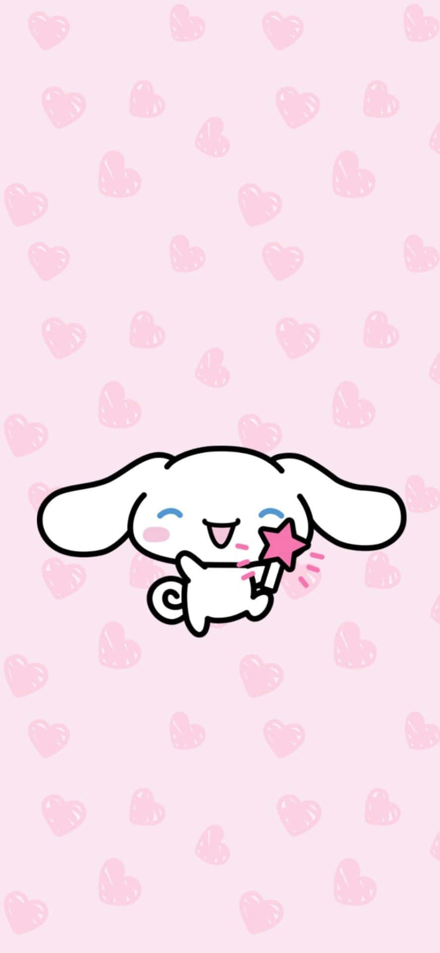 A Cute Kawaii Bunny Holding A Pink Star Background