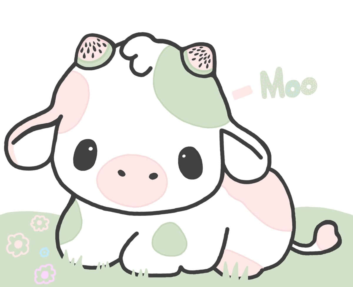 A Cute Little Cow With Pink And White Spots