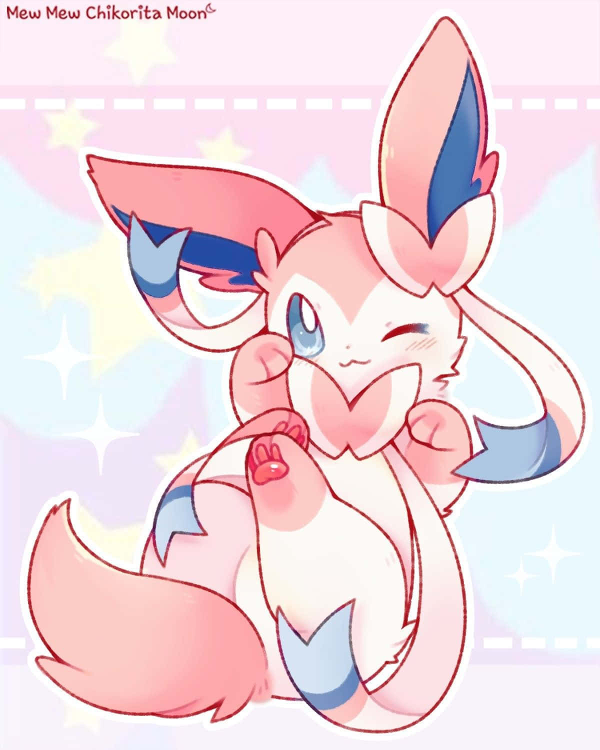 A Cute Little Pokemon With A Pink Bow Background