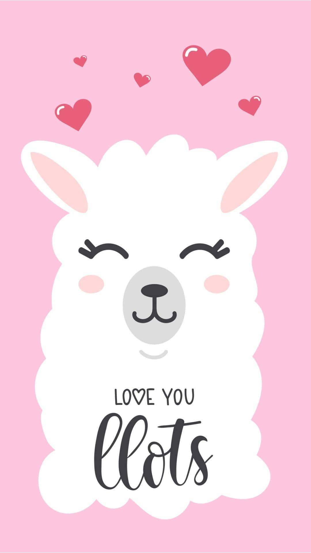 A Cute Llama With The Words Love You Lots On It Background