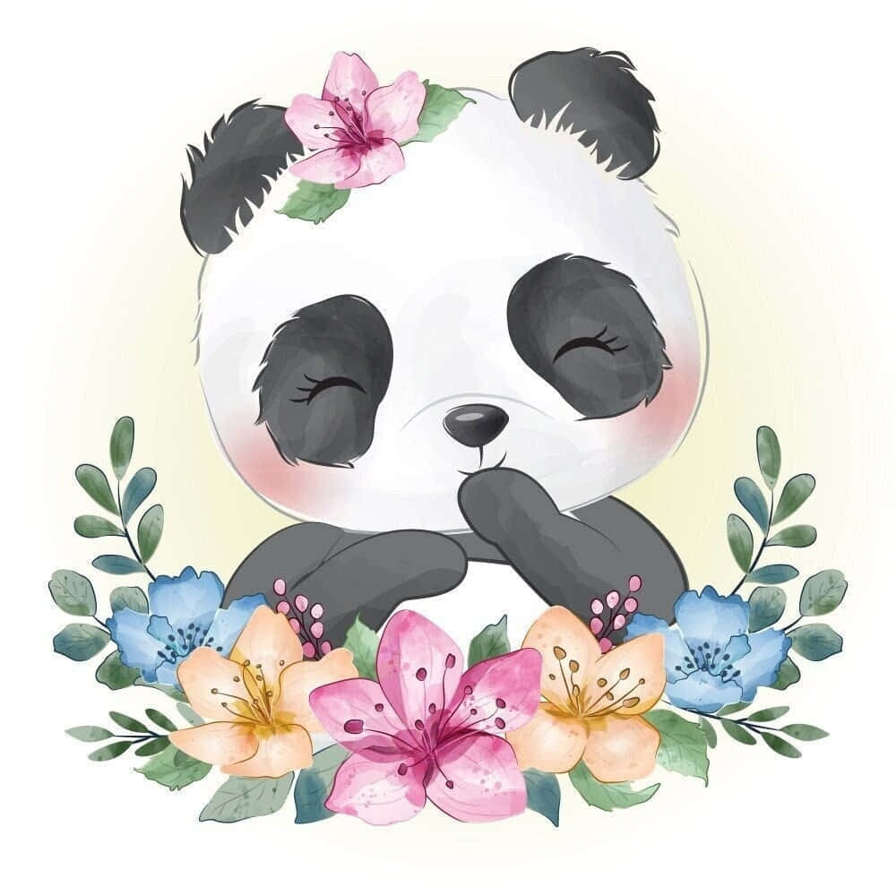 A Cute Panda Enjoying A Delicious Snack Background