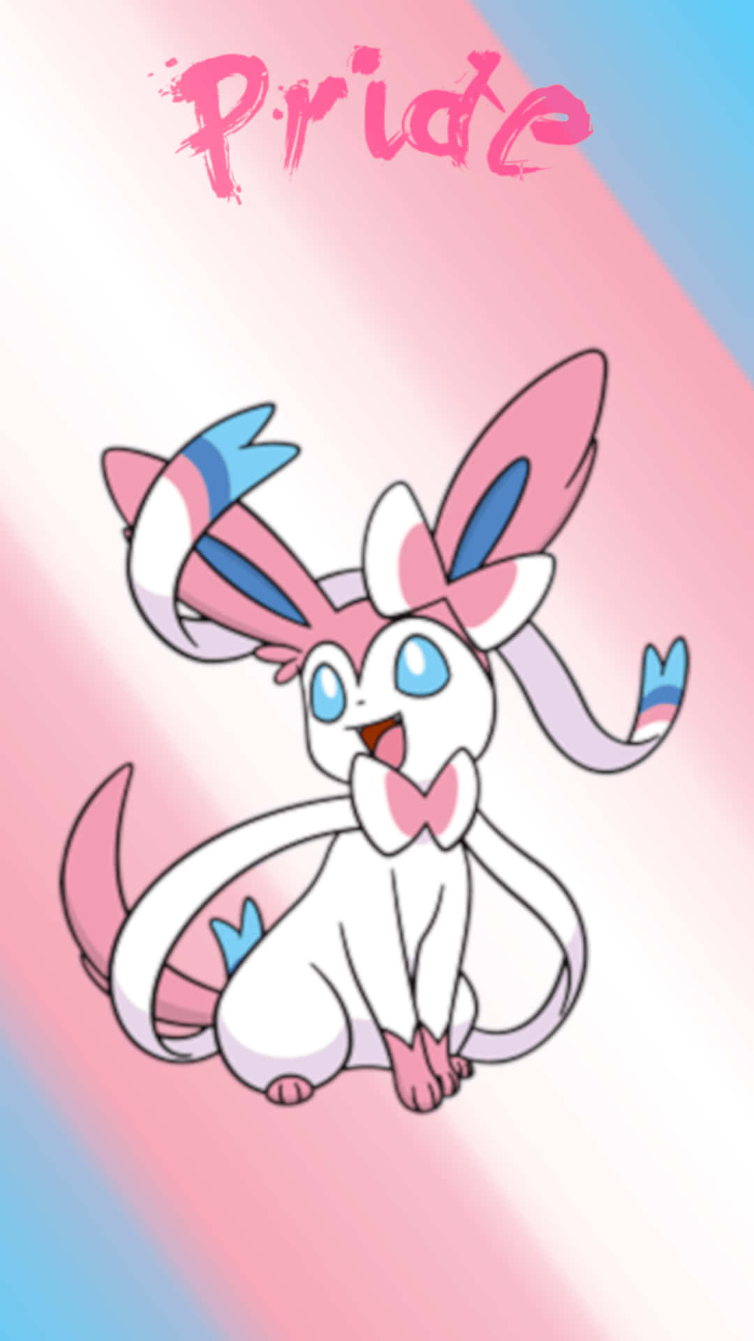 A Cute Pink And Blue Eevee With The Word Pride Background