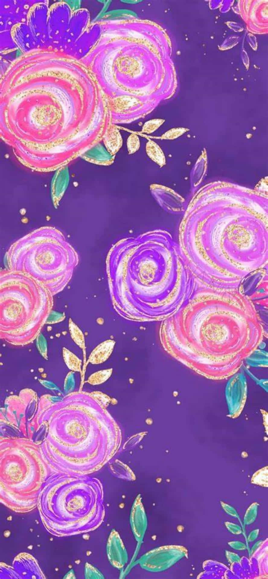 A Cute Pink And Purple Vase With A White Flower. Background