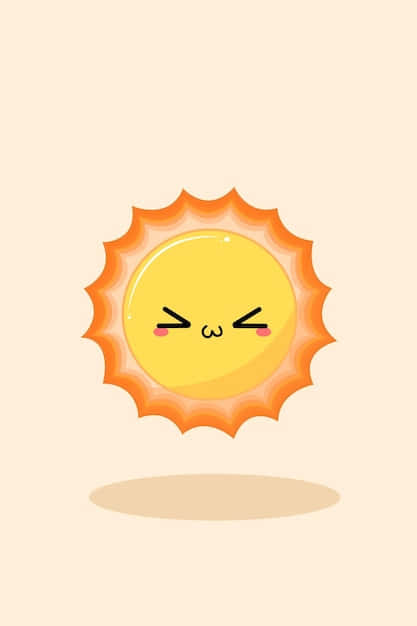 A Cute Sun With Eyes And A Smile Background