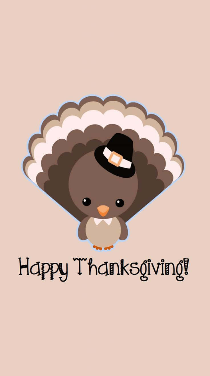 A Cute Turkey With The Words Happy Thanksgiving Background