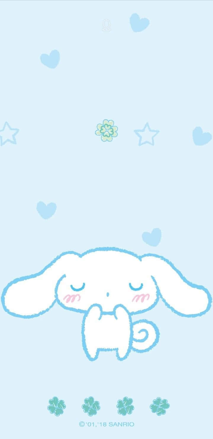 A Cute White Bunny With A Heart On His Head Background