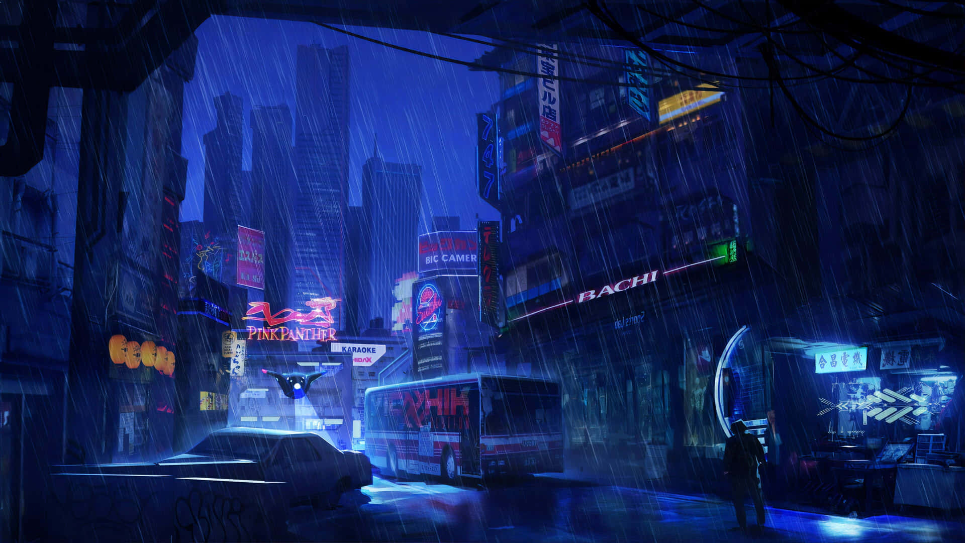A Cyberpunk Aesthetic Scene Background