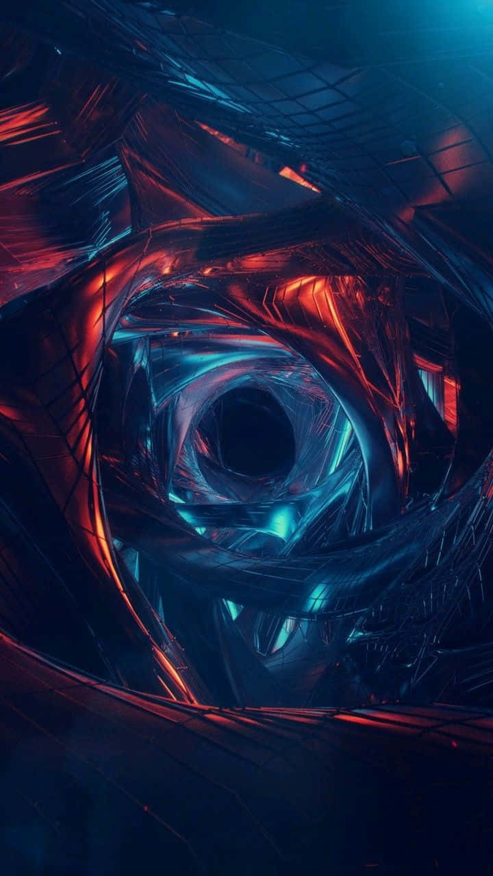 A Dark Abstract Image With A Red And Blue Eye