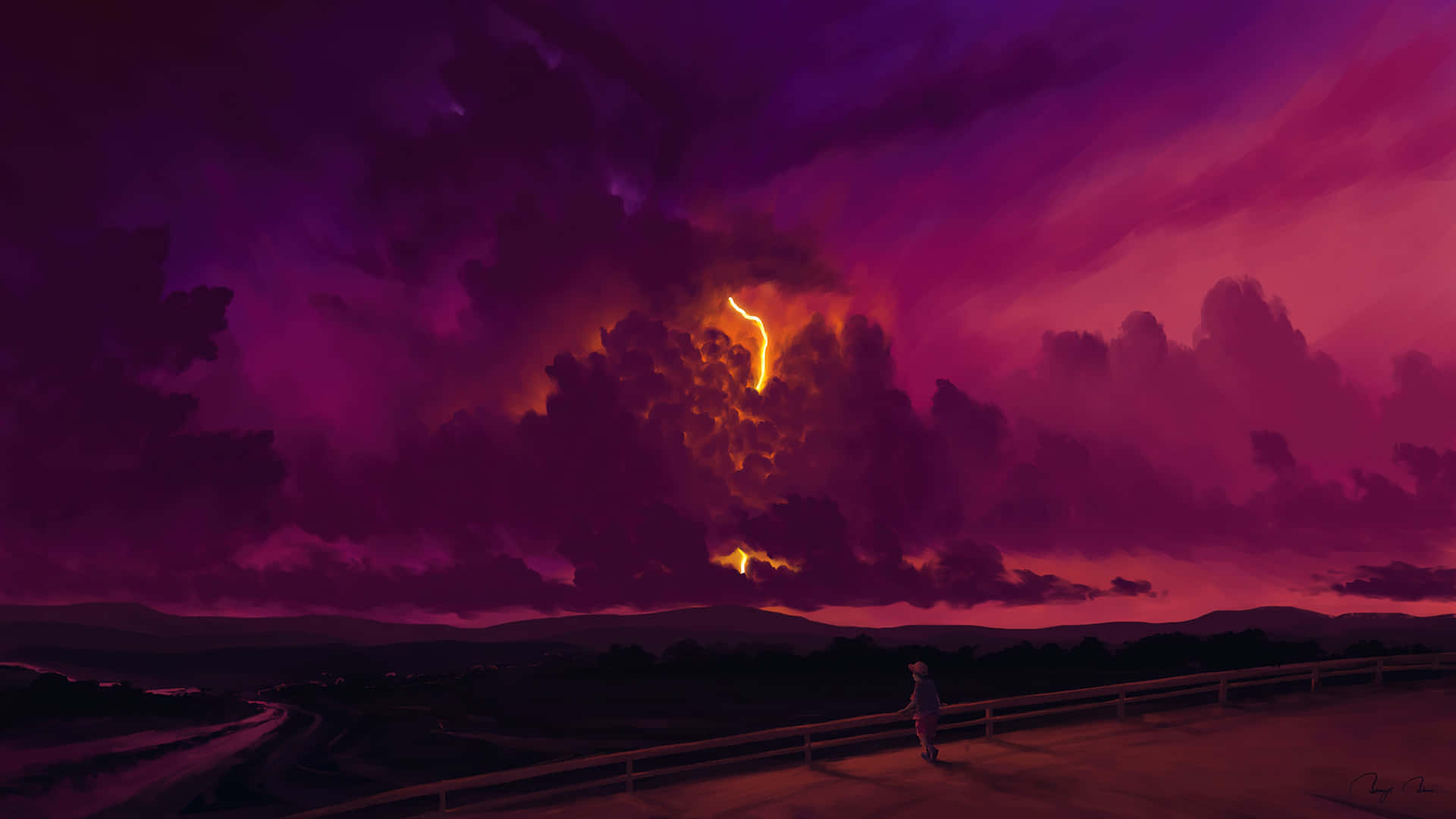 A Dark And Mysterious Anime Landscape Background