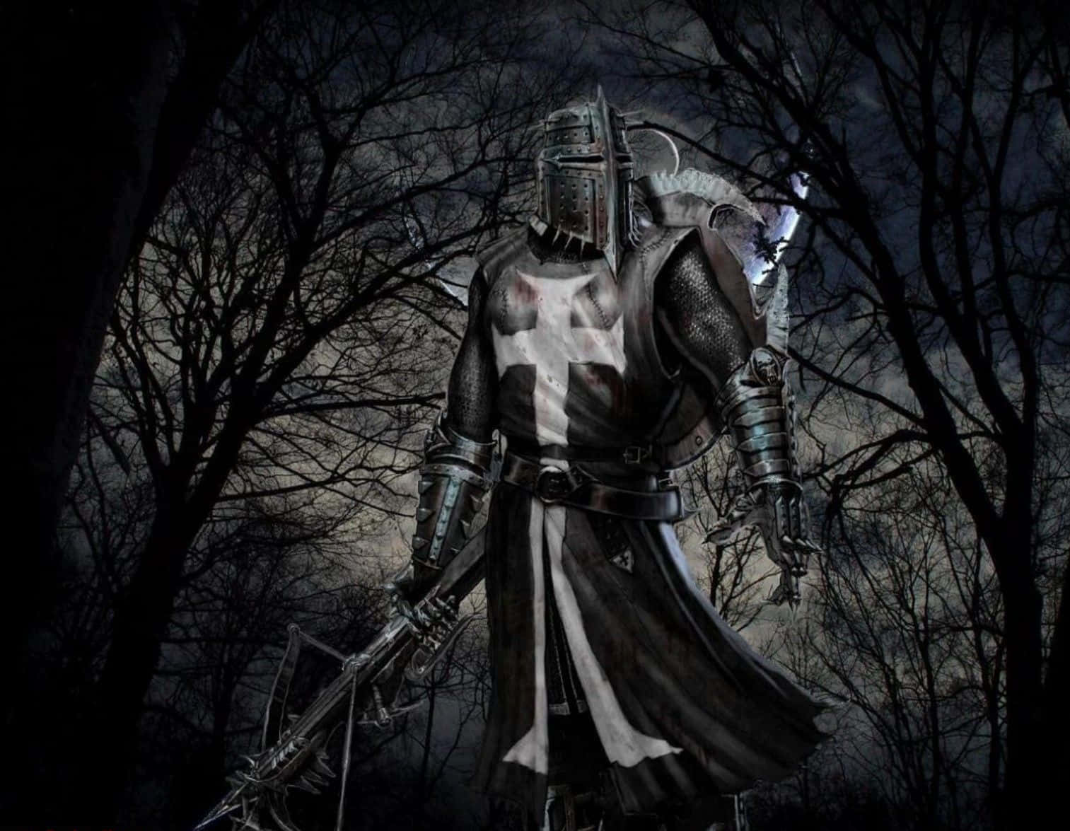 A Dark And Mysterious Warrior Ready For Battle Background