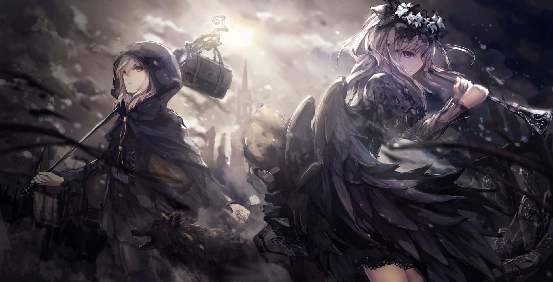 A Dark Anime Girl Surrounded By A Mysterious Aura Background