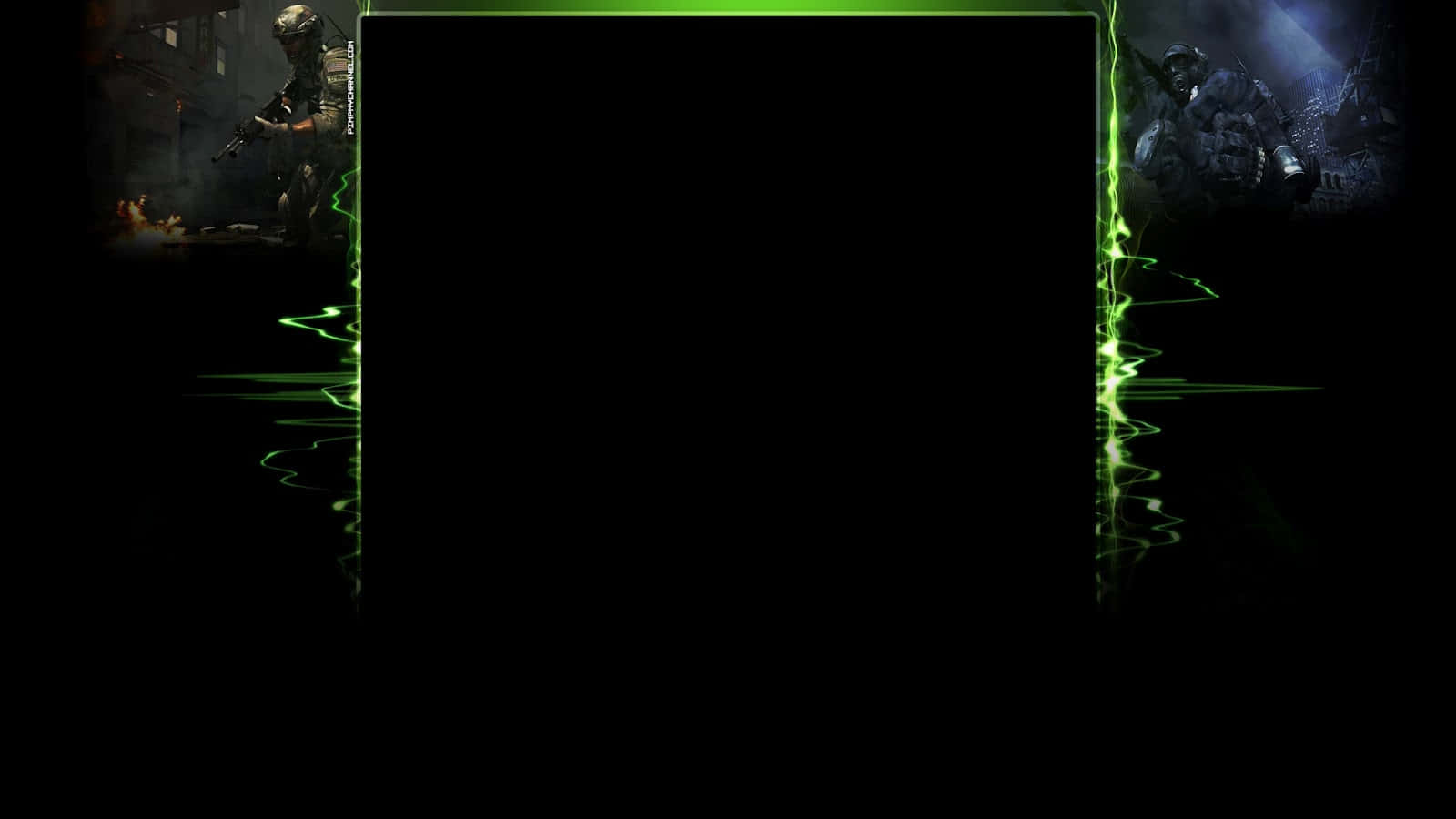 A Dark Background With A Green Light Background